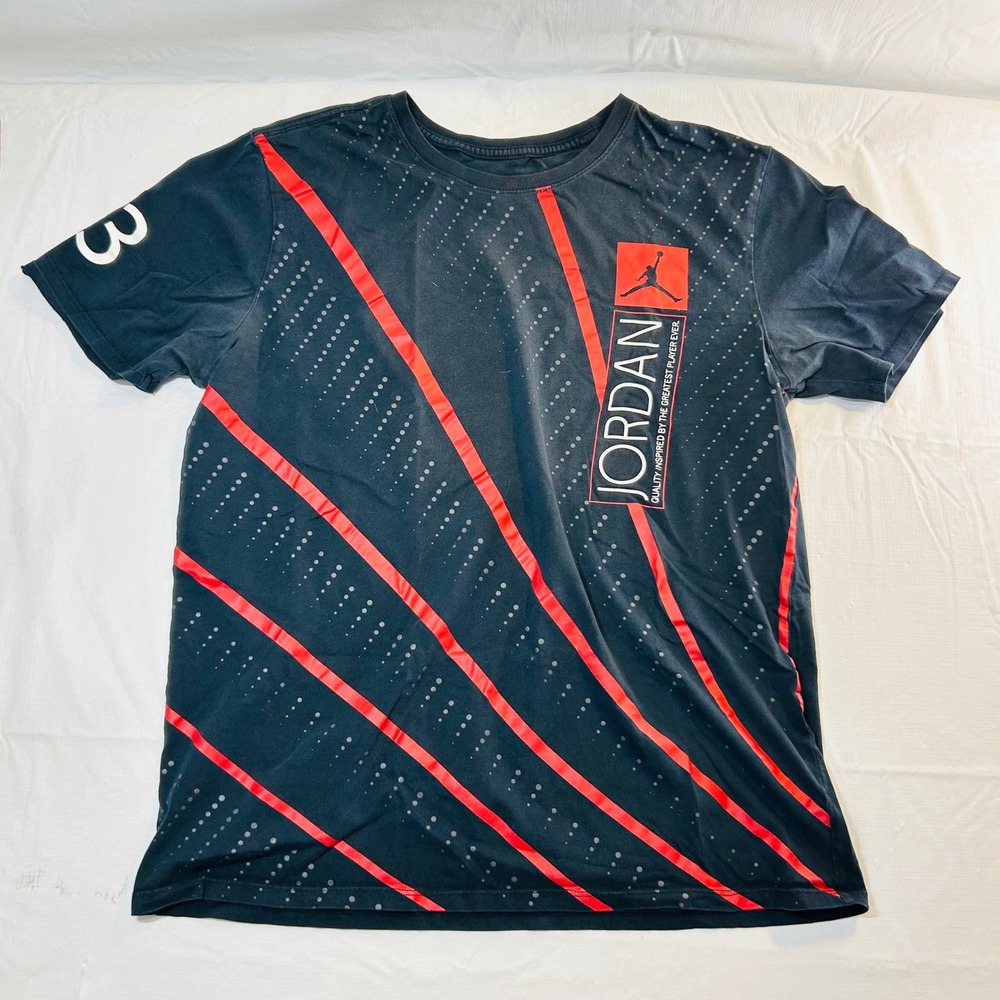 Jordan Boys Black Red Graphic T-Shirt Jumpman 23 Short Sleeve Tee Size‎ L/XL
